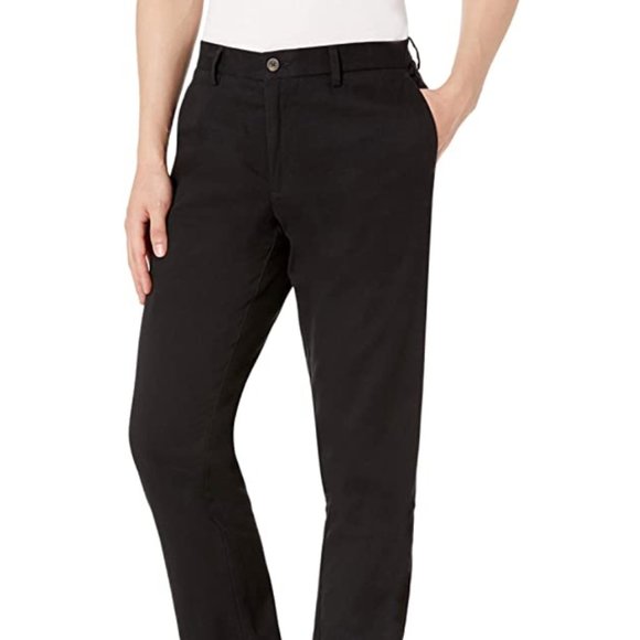 Essentials Men's Slim-Fit Wrinkle-Resistant Flat-Front Chino Pant, Black, 30x32 - Picture 1 of 7